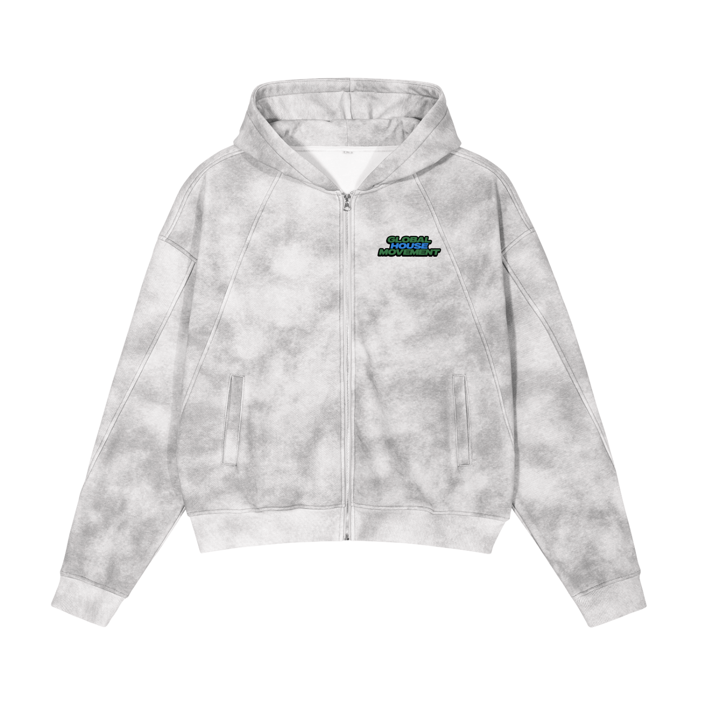 Dirty Washed Zip-Up Fleece Hoodie
