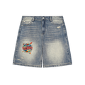Faded Distressed Baggy Denim Shorts